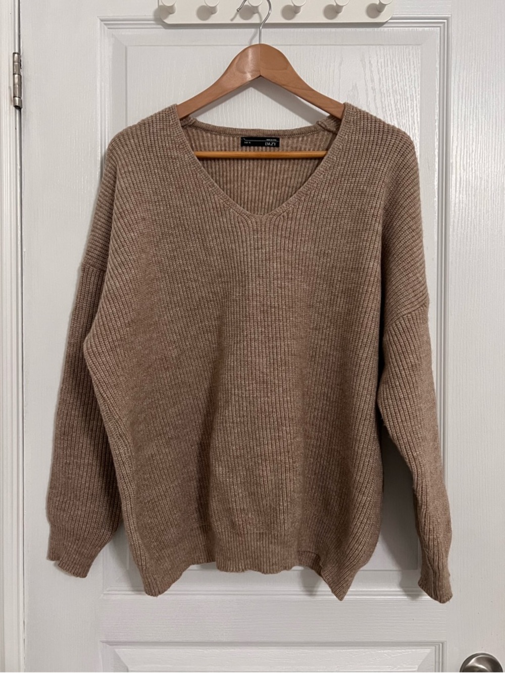 Drop Shoulder V-Neck Knit Sweater